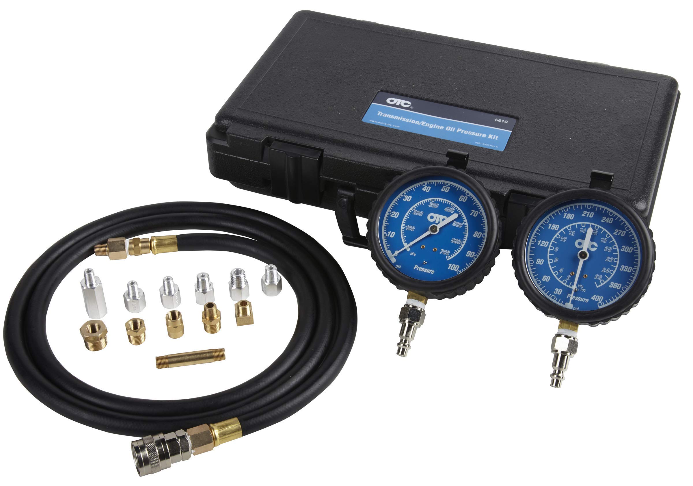 OTC Tools 5610 Transmission Engine Oil Pressure Tester Kit - Professional Diagnostic Tool for Automotive Repair Shops & DIY Mechanics (Check Oil Pump, Gauge Pressure)