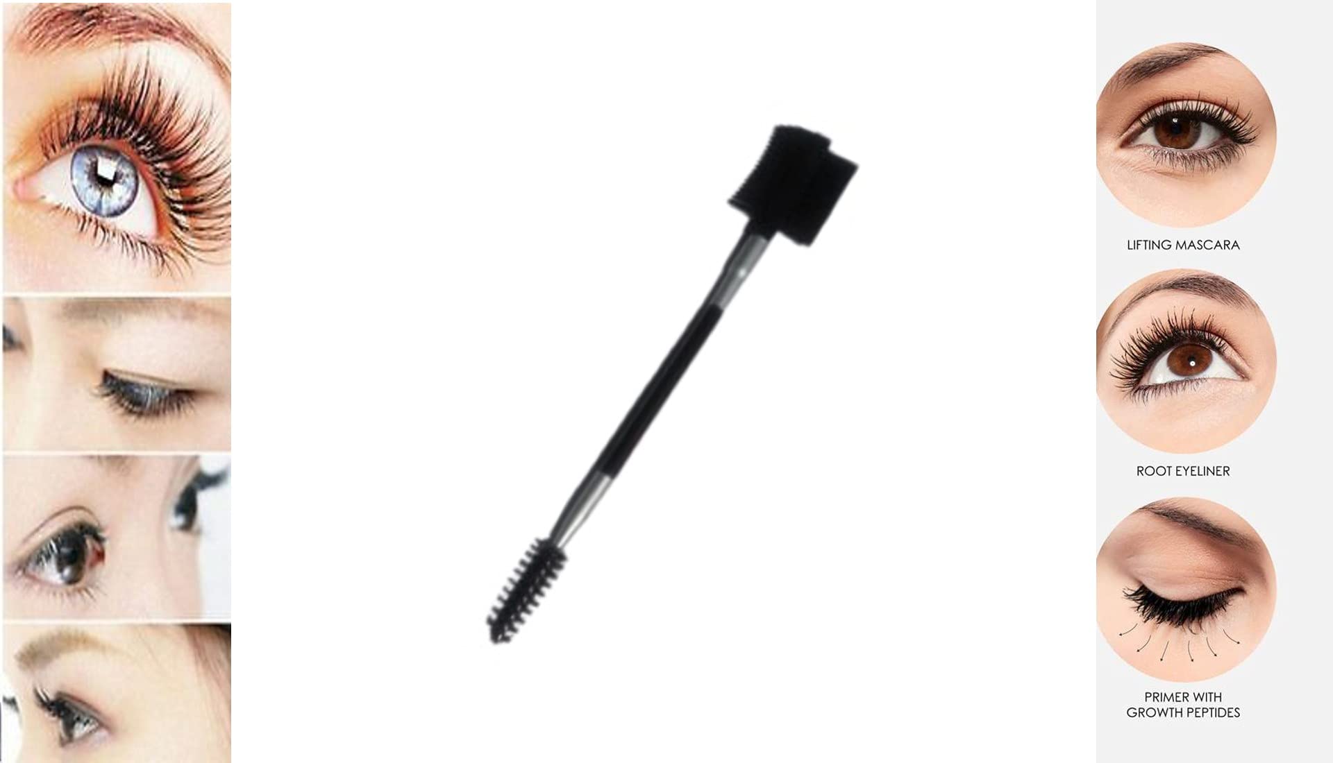 Double-Ended Eyelash Comb & Separator - Metal Mascara Lift & Curl Tool for Perfect Eyelash Makeup (Black/Silver) - Ideal for Professional Salon Use & Home Beauty Routine