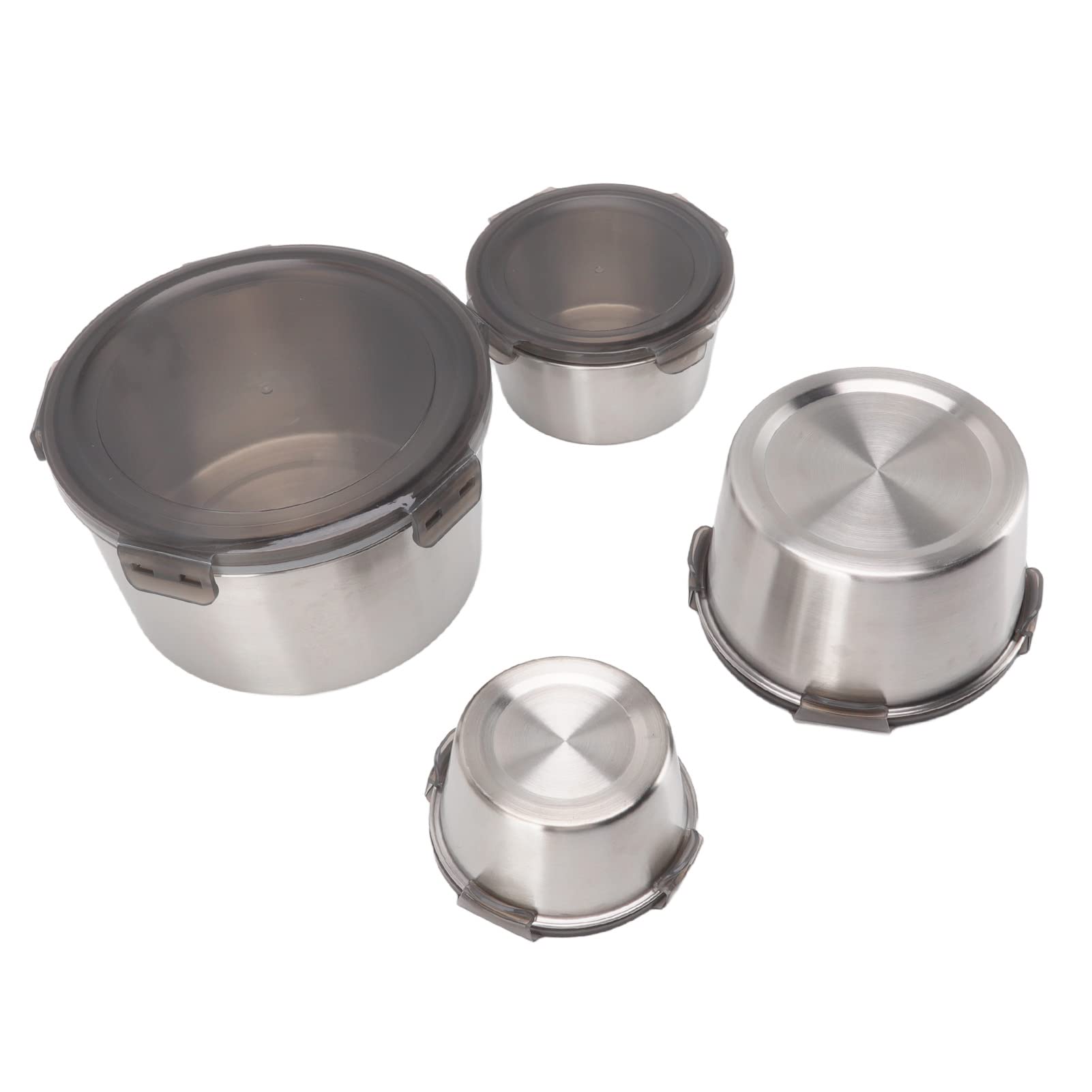 4-Piece Large Capacity Stainless Steel Food Storage Containers with Lids - Airtight, Portable Lunch Box for Work, School, Picnics & Meal Prep (Round Design)