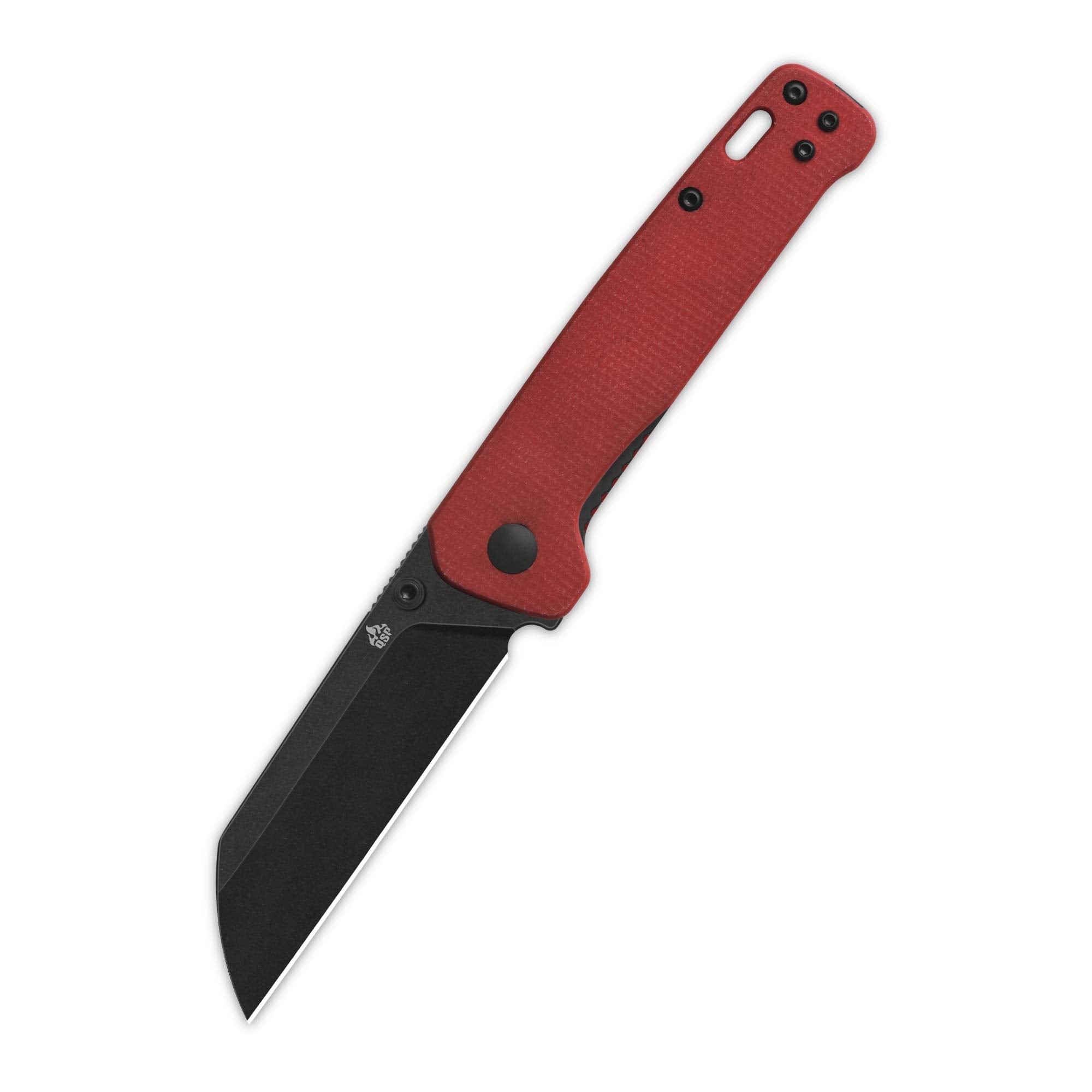 QSP Penguin V2 Liner Lock Pocket Knife - D2 Steel Blade, Red Micarta Handle - EDC, Camping, Hiking & Everyday Carry Utility Tool