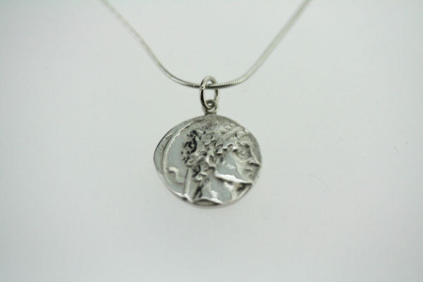 Ancient Greek Coin Pendant Necklace - 45cm Snake Chain for Men & Women - Perfect for Historical Reenactments, Costume Parties & Unique Gifts