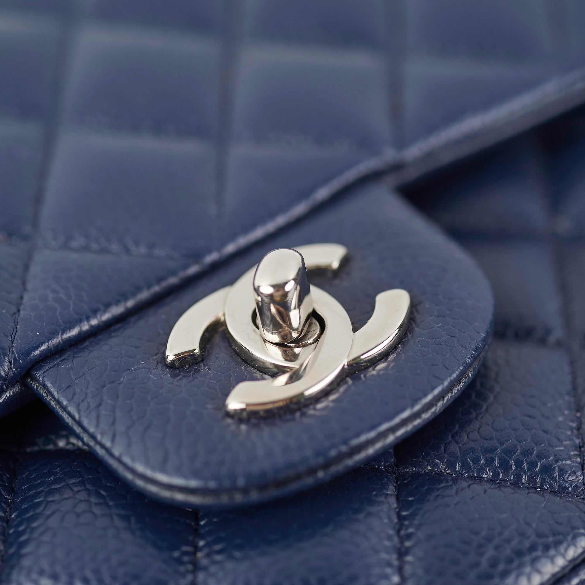 Chanel Classic Flap Medium/Large Caviar Leather Shoulder Bag in Blue | Luxury Designer Handbag for Women | Perfect for Work, Evening Events & Special Occasions