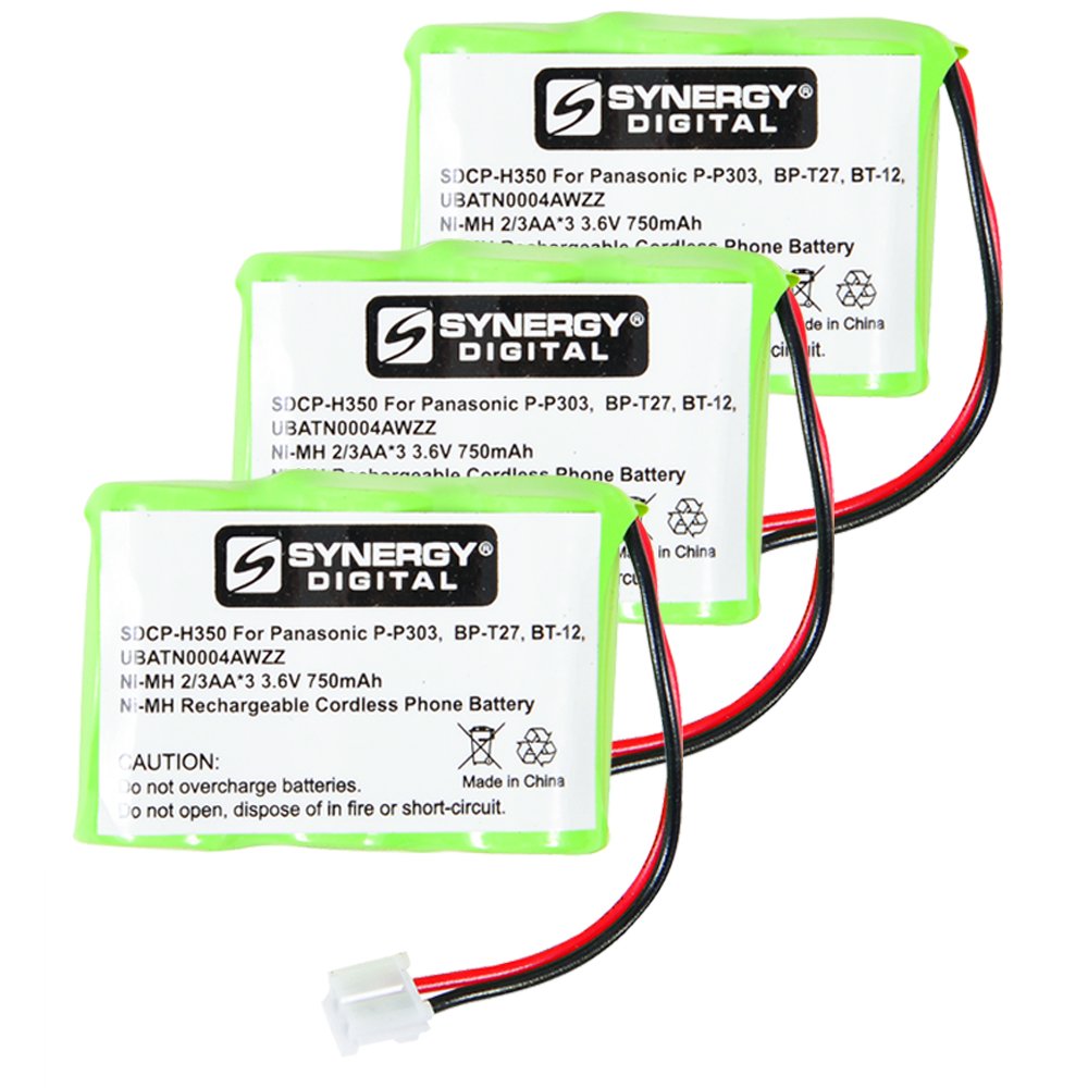 Synergy Digital 3.6V Ni-MH 750mAh Cordless Phone Batteries - 3 Pack | Replacement for RCA Cordless Phones | Long-Lasting Hi-Capacity Battery | Perfect for Home, Office & Landline Phones