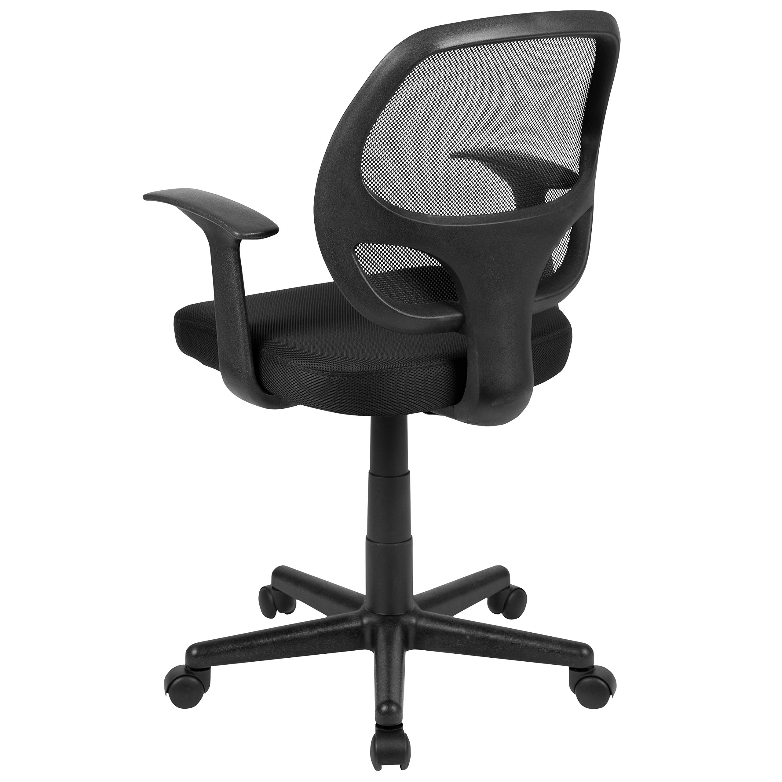 EMMA + OLIVER Mid-Back Black Mesh Swivel Ergonomic Office Chair with Adjustable Arms - Comfortable Task Chair for Home & Office Workspace, Computer Desk, Gaming Setup