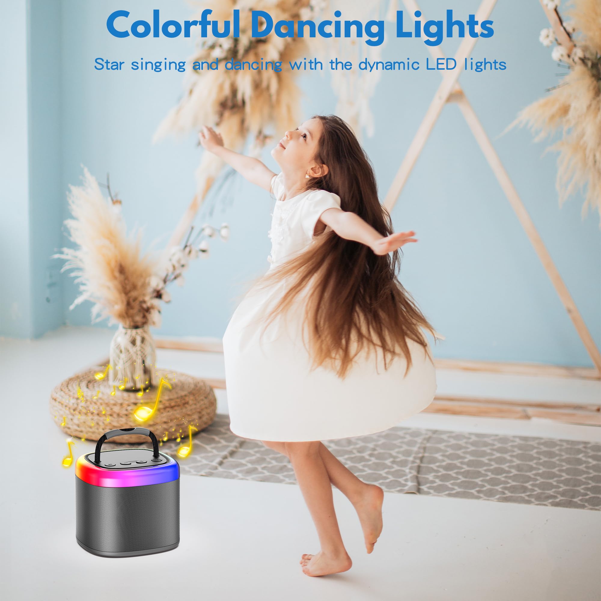 JYX Mini Karaoke Machine for Kids & Adults - Portable Bluetooth Speaker with Party Lights, Wireless Microphone - Perfect for Home Parties, Birthday Gifts & Family Gatherings | Great for Indoor Entertainment, Singing Practice & Holiday Celebrations