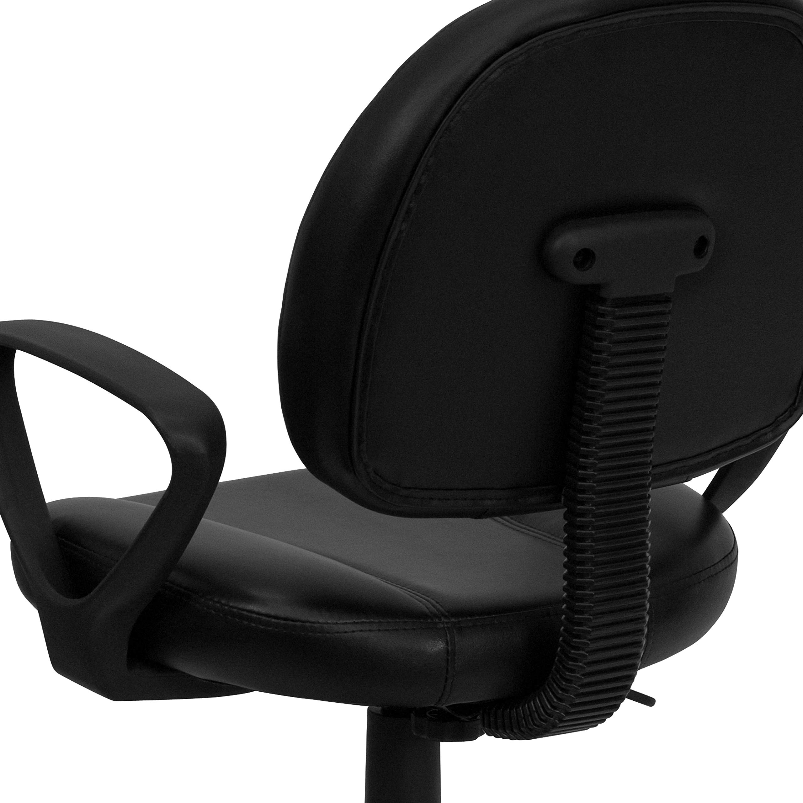 Flash Furniture Ronald Mid-Back Black LeatherSoft Swivel Ergonomic Office Chair with Adjustable Back Depth & Arms - Perfect for Home Office, Gaming & Workspace Comfort