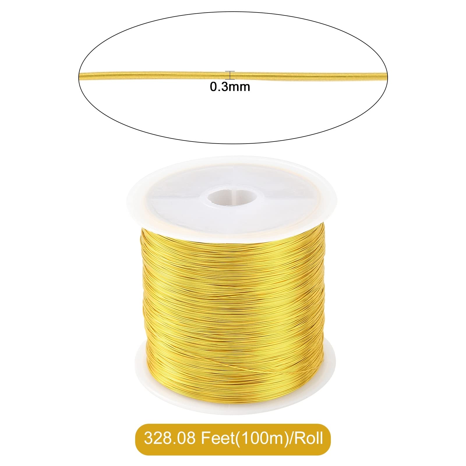 UR URLIFEHALL 328 Feet Gold Jewelry Beading Wire - 0.3mm Flexible Copper Craft Wire for DIY Jewelry Making, Bracelets & Necklaces - Perfect for Beading, Wire Wrapping & Art Projects