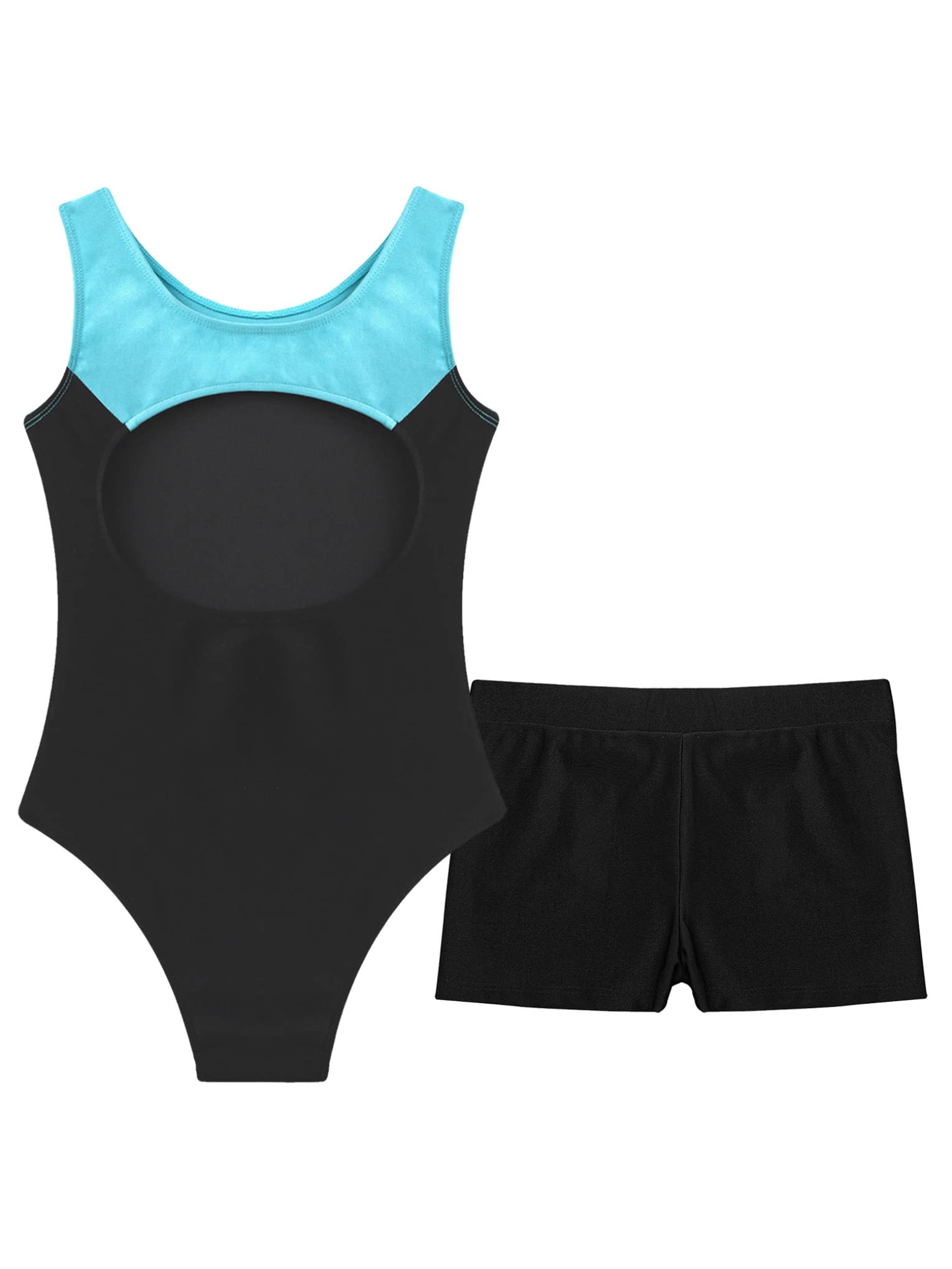 Hansber Girls' 2-Piece Sleeveless Leotard & Shorts Set - Gymnastics, Ballet Dance Outfit for Kids - Perfect for Dance Classes, Performances & Playtime