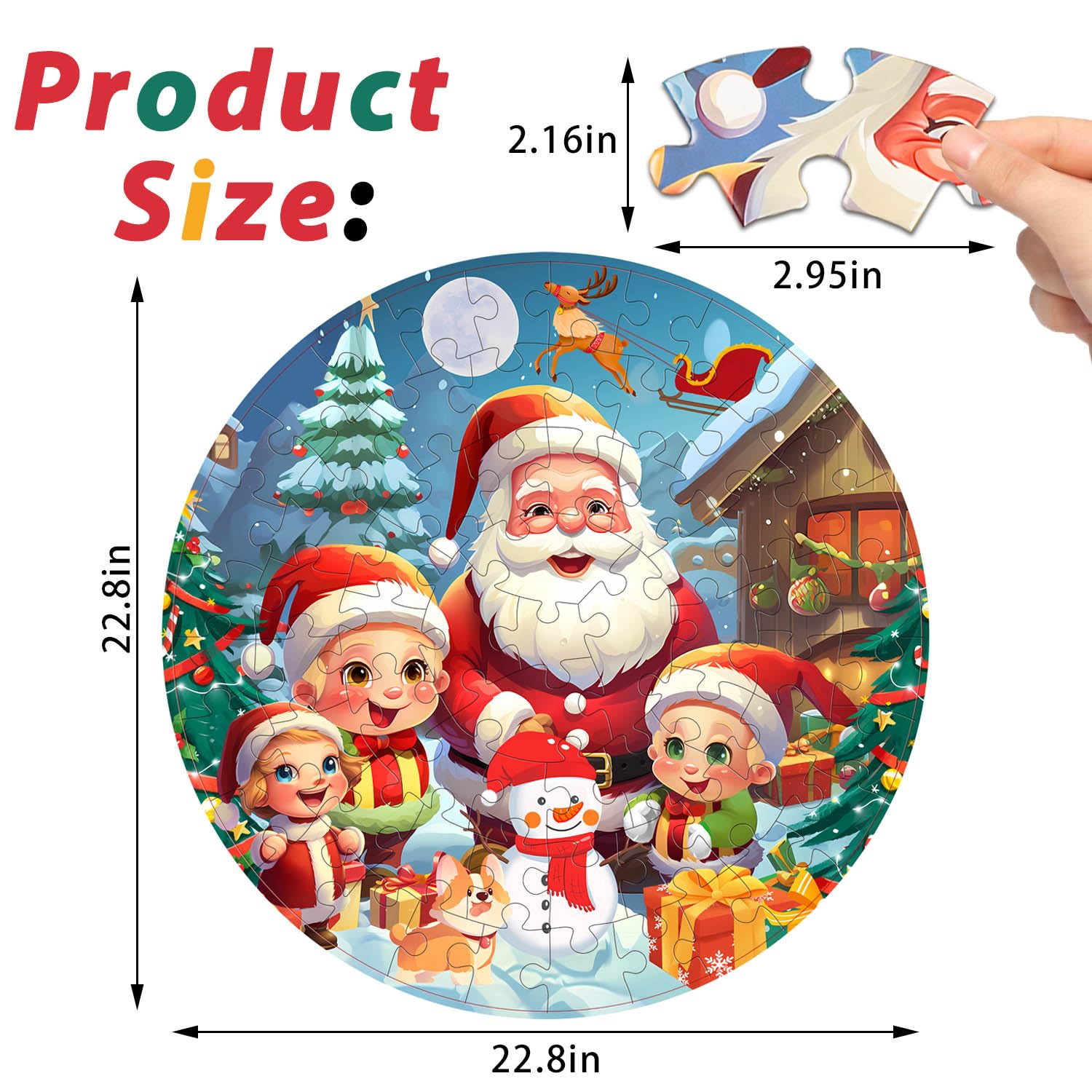 Christmas Jumbo Floor Puzzle for Kids - 70pc Santa Snowman Toy for Toddlers 3-8 Years | Holiday Learning Activity