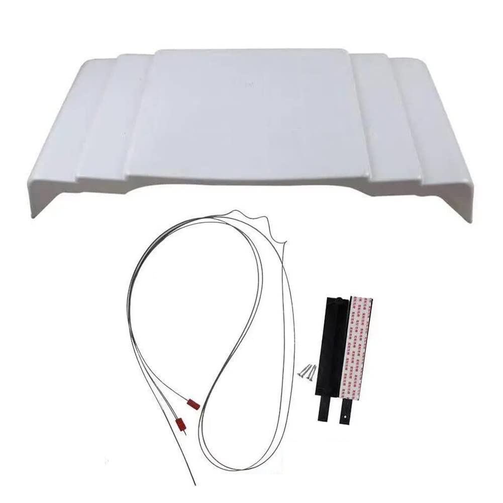 XXIOJUN Air Conditioner Cover for Outdoor Units - Durable Plastic Canopy Awning with 2 Fixed Wire Ropes (97x45x15cm, White) | Protects AC Unit from Rain, Snow & Sun Damage | Perfect for Homes, Apartments & Commercial Buildings
