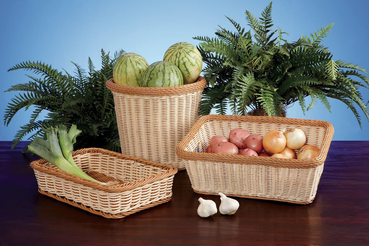G.E.T. WB-1517-TT 23x17 Inch Rectangular Polyweave Bread Basket - Multicolor Woven Serving Tray for Bakery, Rolls, Pastries - Perfect for Restaurants, Catering, and Home Dining