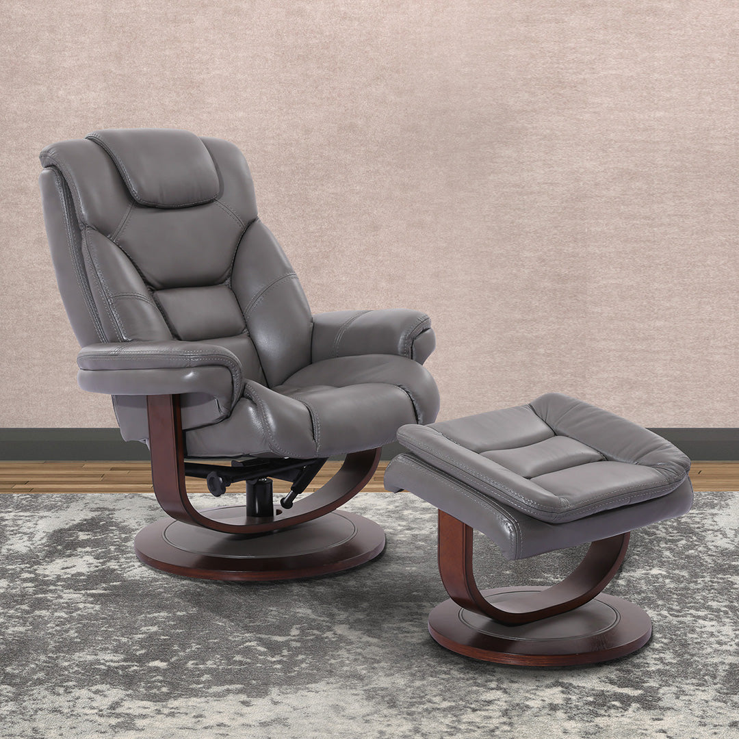 Oslo Manual Swivel Recliner Chair with Ottoman - 360 Degree Swivel, Padded Comfort, Modern Living Room Furniture for Relaxing & Lounging
