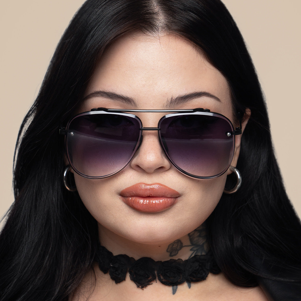 Luna Tangle-Free Faded Black Aviator Sunglasses for Women & Men – UV Protection, Lightweight & Stylish for Driving, Beach, and Outdoor Activities