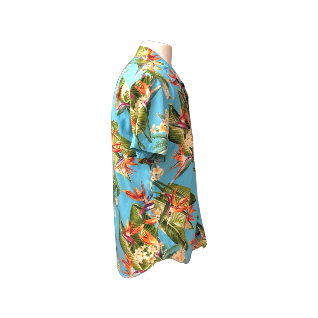 Men's Birds of Paradise Short Sleeve Hawaiian Aloha Shirt - Tropical Summer Casual Wear for Beach Vacation & Luau Parties