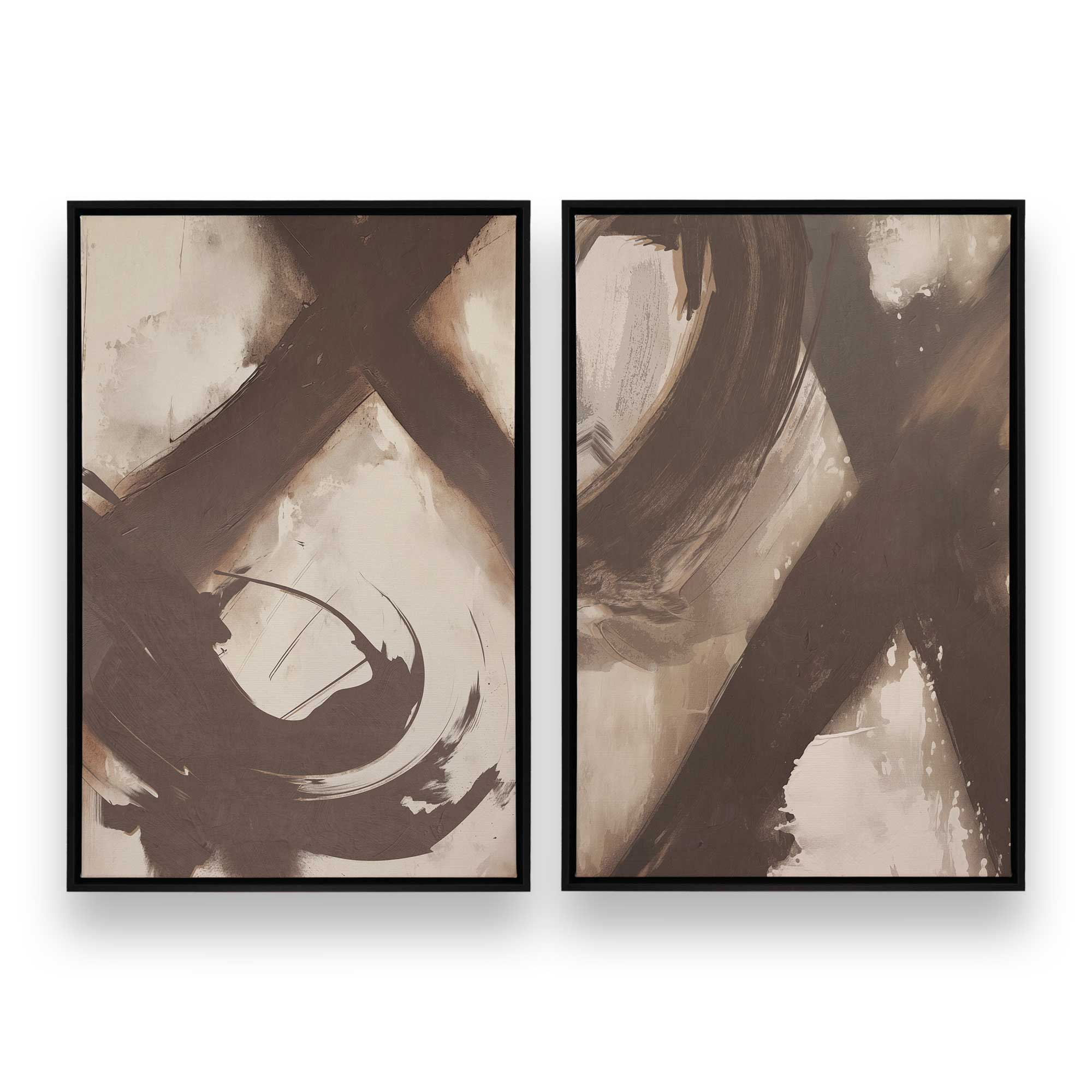 Abstract Sienna Swirl Canvas Wall Art - Set of 2 Modern Prints for Living Room, Bedroom & Office Decor
