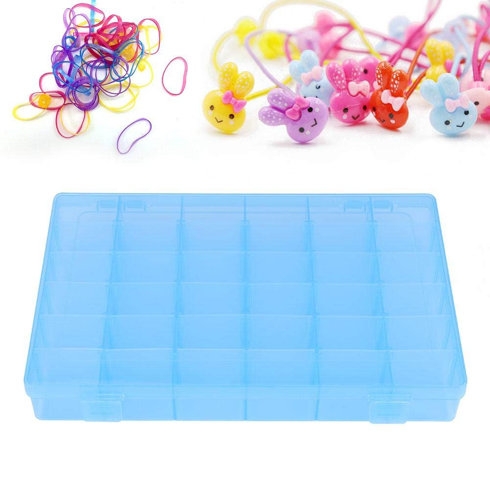 Asixx 36-Slot Rubber Band Storage Box - Plastic Organizer Case for Earrings, Hair Ties & Small Accessories - Home & Office Organization (Blue) - Perfect for Craft Rooms, Bathrooms & Vanity Tables