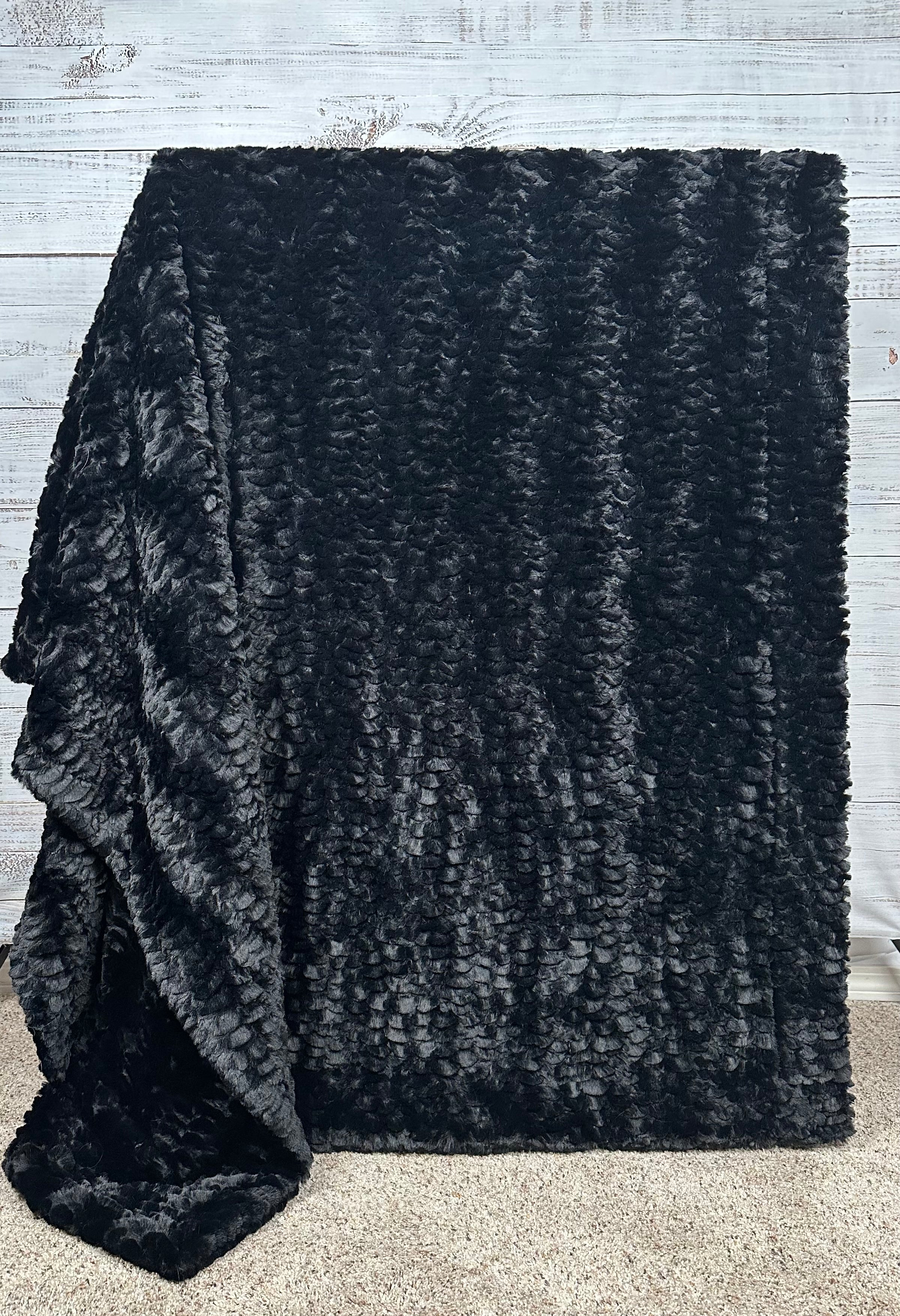 Premium Black Florence XL 57x85 Inch Double Luxe Extra Plush Minky Blanket - Ultra Soft 30mm Thick Fleece Throw for Bed, Couch & Cozy Home Decor