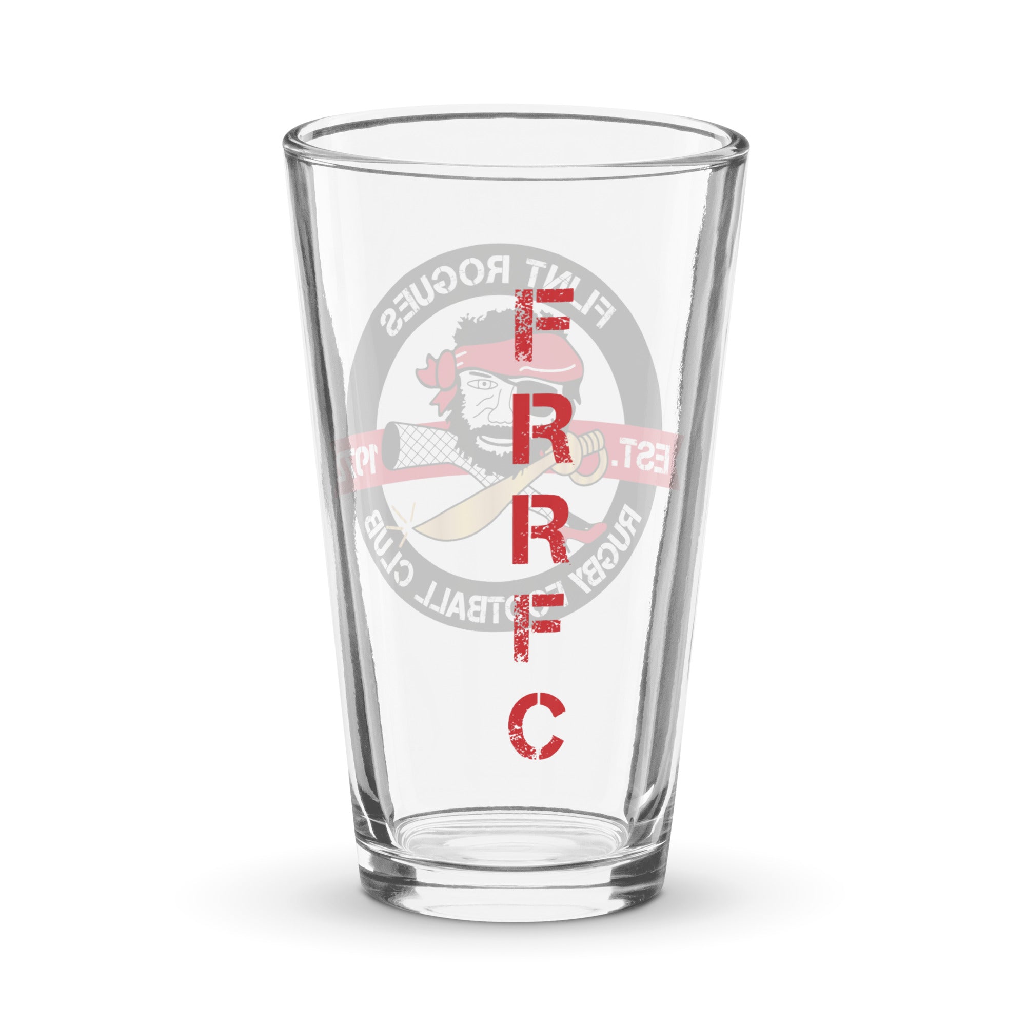 Flint Rogues RFC Pint Glass - 16oz Beer Glass with Team Logo, Perfect for Home Bars, Pubs, and Sports Events - Durable, Dishwasher Safe Drinking Glass for Beer, Ale, and Cocktails