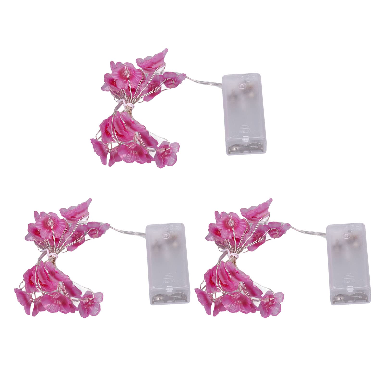 3Pcs Sakura Cherry Blossom String Lights - Battery Powered LED Fairy Lights for Home, Bedroom, Indoor, Christmas Party Decor (Pink) | Romantic Ambiance, Wedding, Garden & Holiday Lighting