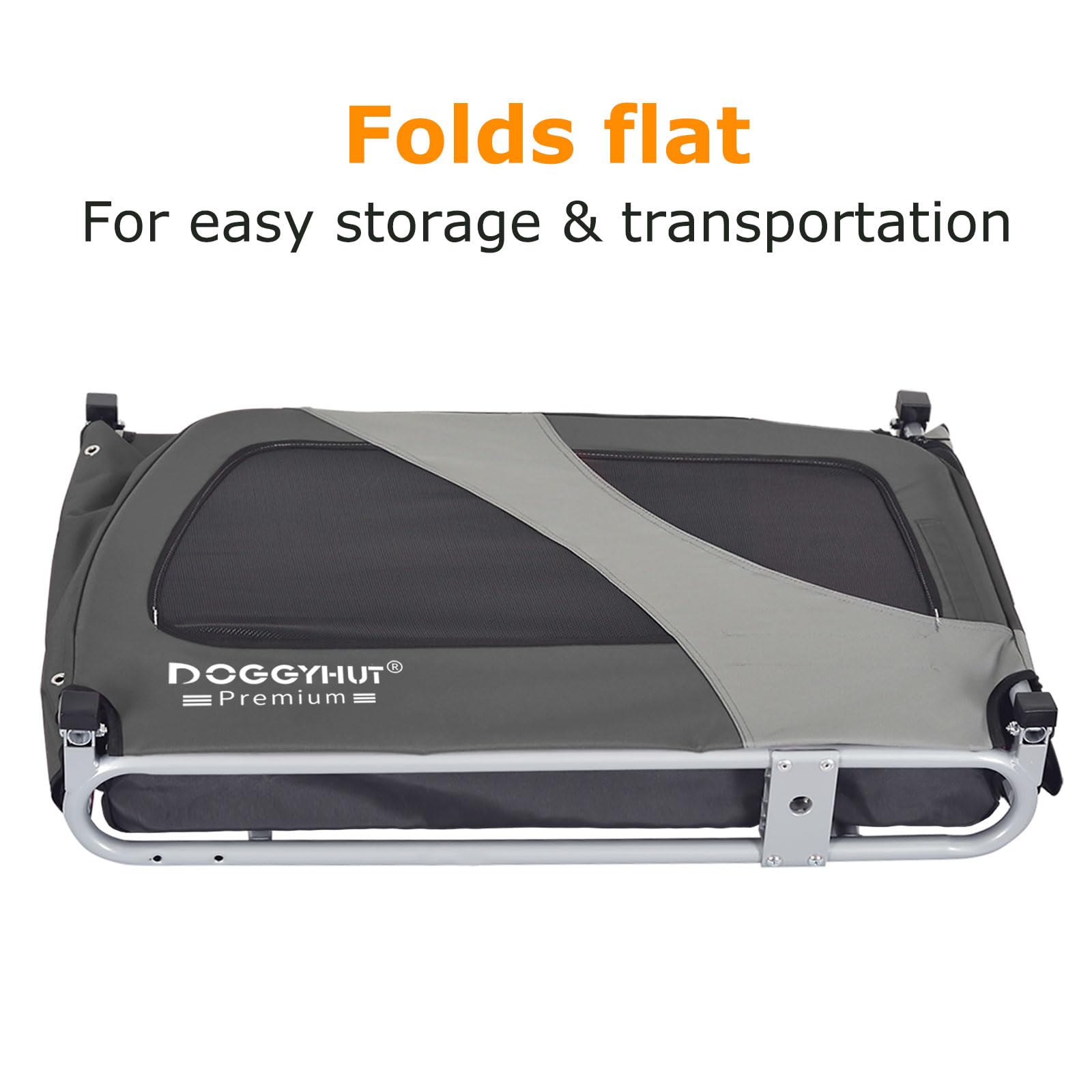 DOGGYHUT® Premium XL Pet Bike Trailer for Large Dogs - Heavy Duty 100 lbs Capacity Bicycle Carrier with Low Center Gravity & Foldable Frame - Perfect for Cycling Adventures, Dog Parks, and Outdoor Trips with Your Pets