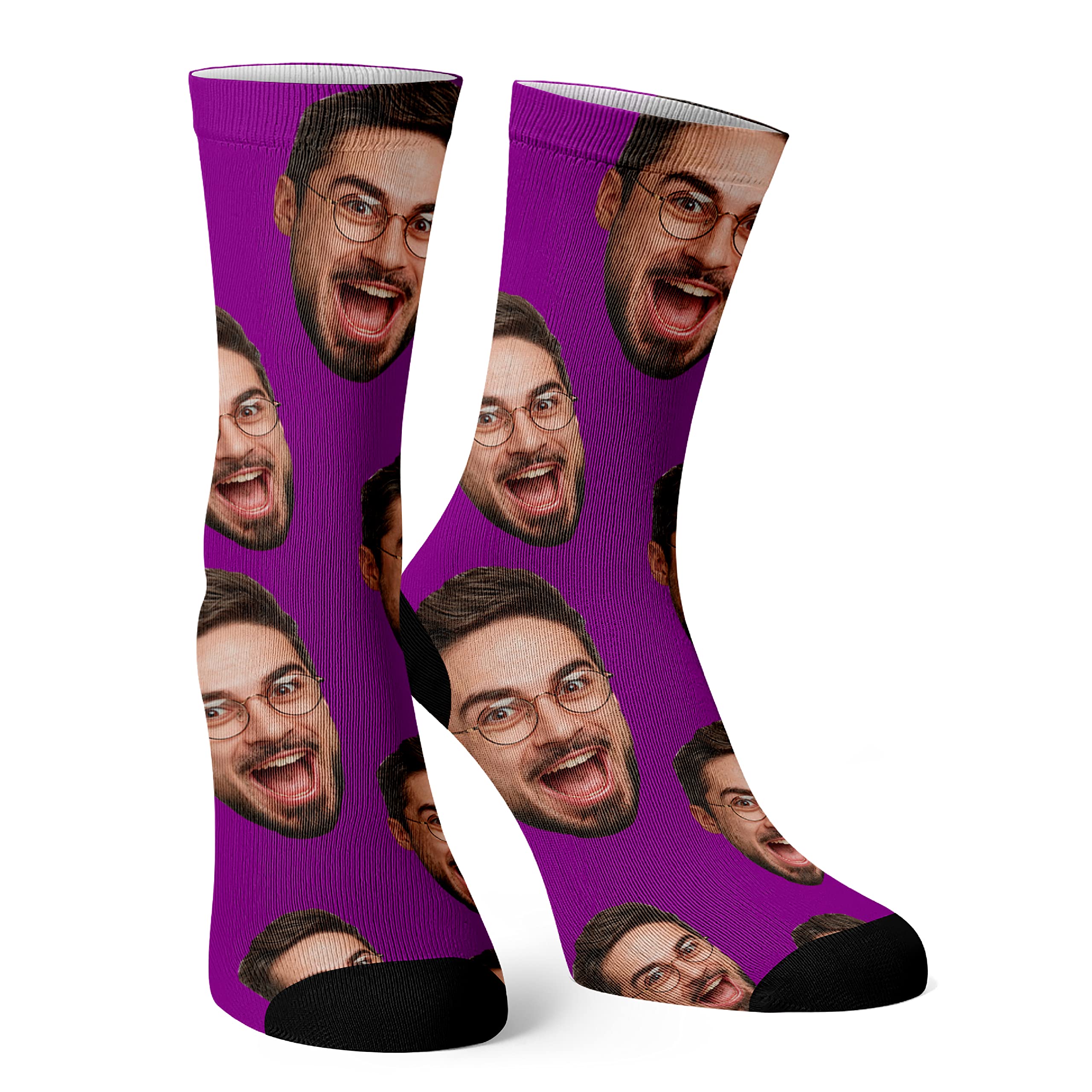 Custom Face Socks - Personalized Photo Socks with Your Face, Pet Cat or Dog - 9 Color Options - Perfect for Gifts, Couples & Family Keepsakes