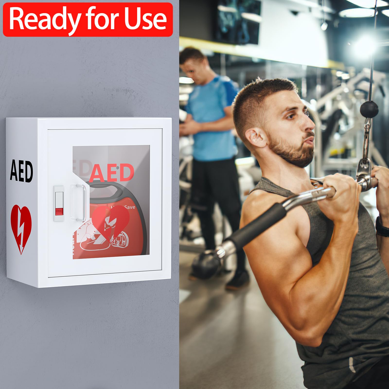 Wall Mount AED Defibrillator Cabinet - 14.2x7.8x15.7 Inch Steel Storage with Snap Lock - Universal Fit for All AED Brands - Perfect for Hospitals, Schools & Public Safety Locations