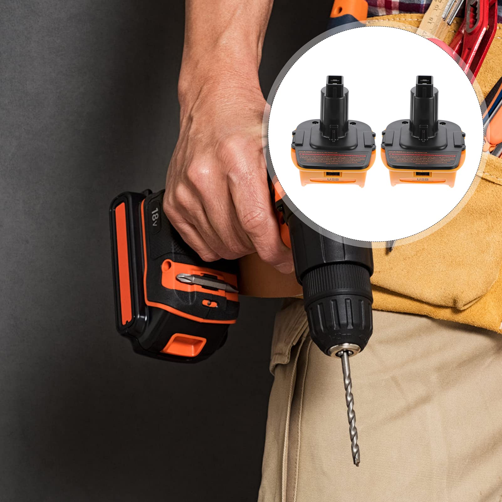 2 Sets DCA1820 Battery Charger Adapter - Power Connector & Conversion Converter for Lithium Ion Batteries - Compatible with Dewalt 18V/20V Tools - Ideal for Power Drills, Saws & Outdoor Equipment Charging