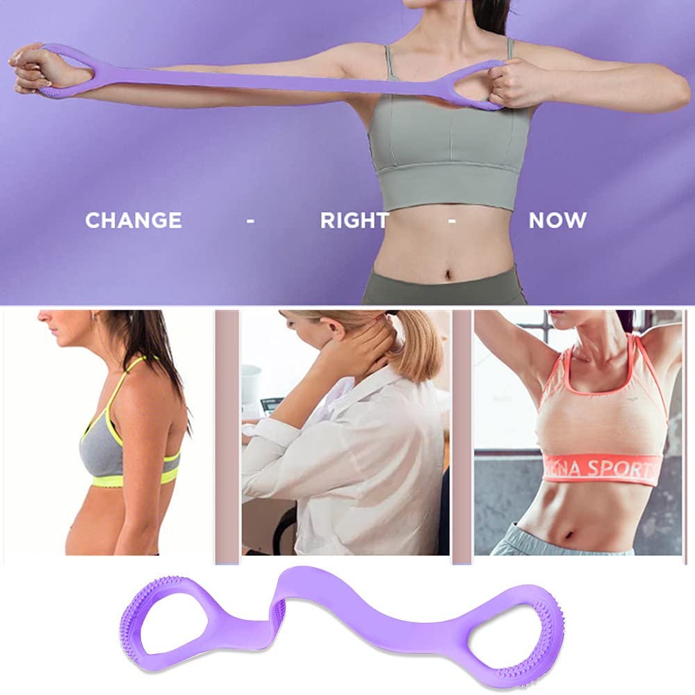 Figure 8 Fitness Resistance Band - Arm & Back Training Elastic Ropes for Pure Barre Workout | Chest, Arm & Shoulder Stretch Bands | Physical Therapy, Yoga, Pilates & Stretching Equipment | Perfect for Home Gym, Rehabilitation & Fitness Training