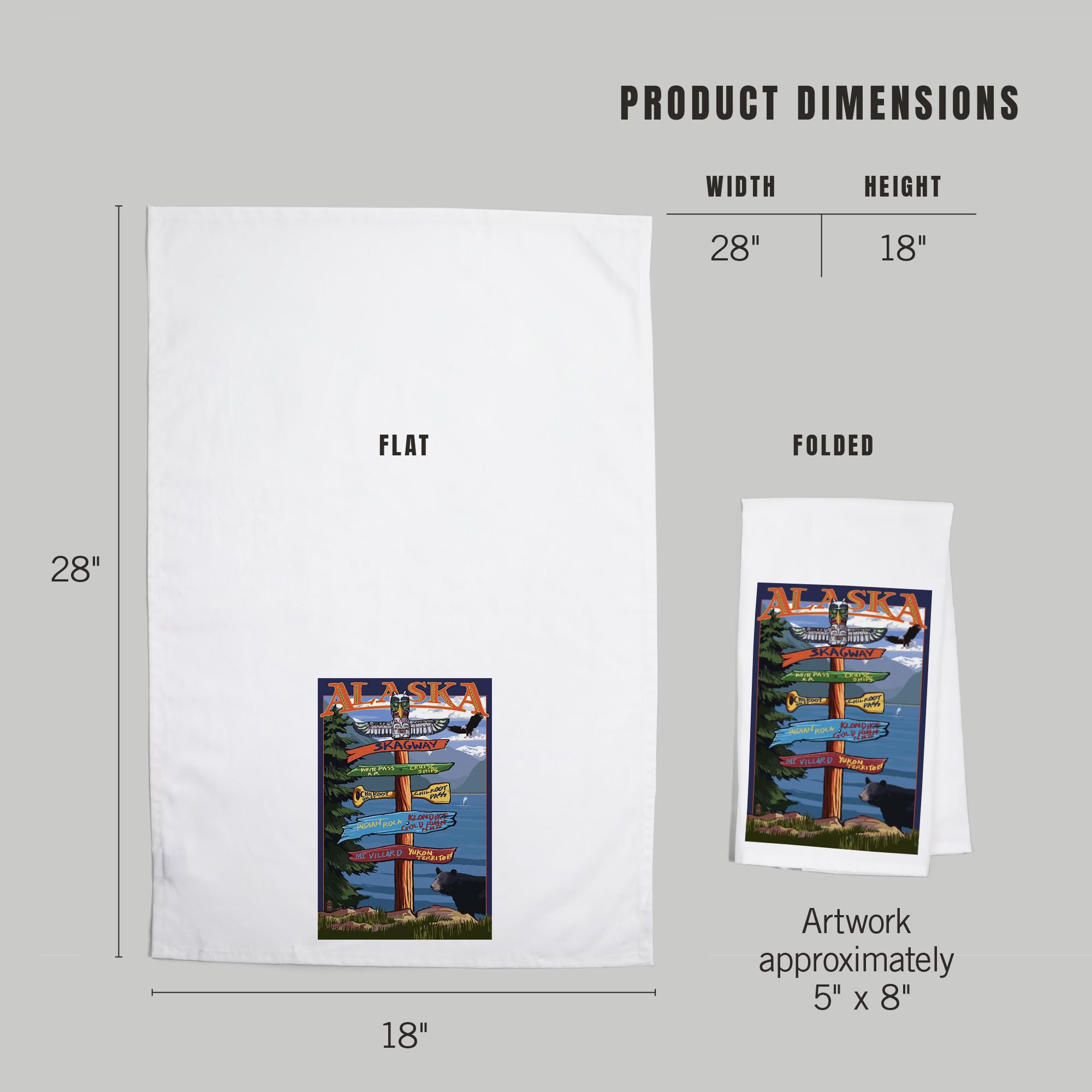 Lantern Press Skagway Alaska Destination Sign - 100% Cotton Tea Towel & Decorative Hand Towel for Kitchen, Home Decor - Perfect for Gifts, Housewarming, and Rustic Farmhouse Style