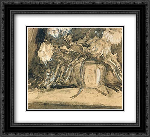 Black Ornate Framed Theo van Doesburg Chrysanthemums Art Print - 22x20 Double Matted Museum Quality Wall Decor for Living Room, Bedroom & Office