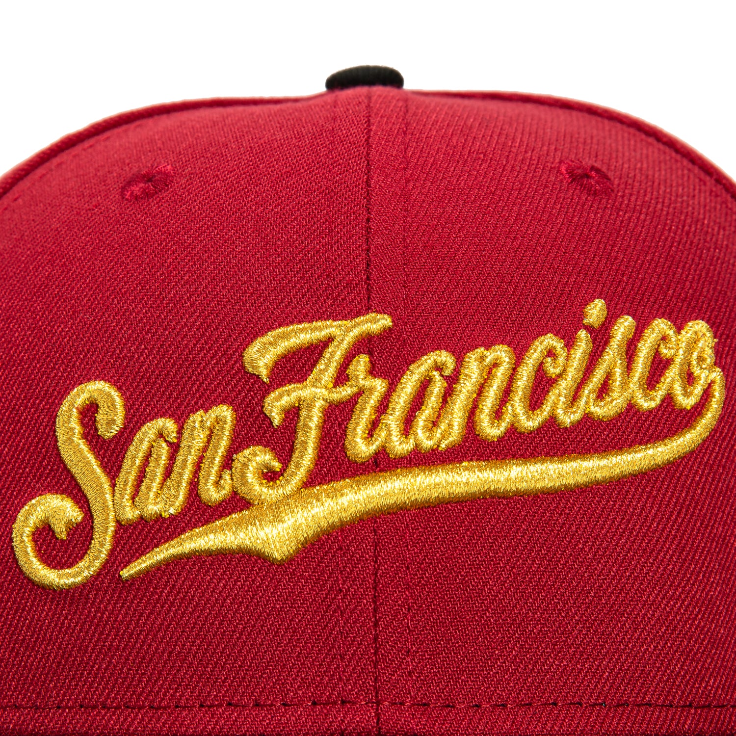 New Era 59Fifty San Francisco Giants Candlestick Park Patch Script Hat - Cardinal, Black & Metallic Gold - Official MLB Baseball Cap for Fans & Collectors - Perfect for Games, Tailgating & Streetwear Fashion