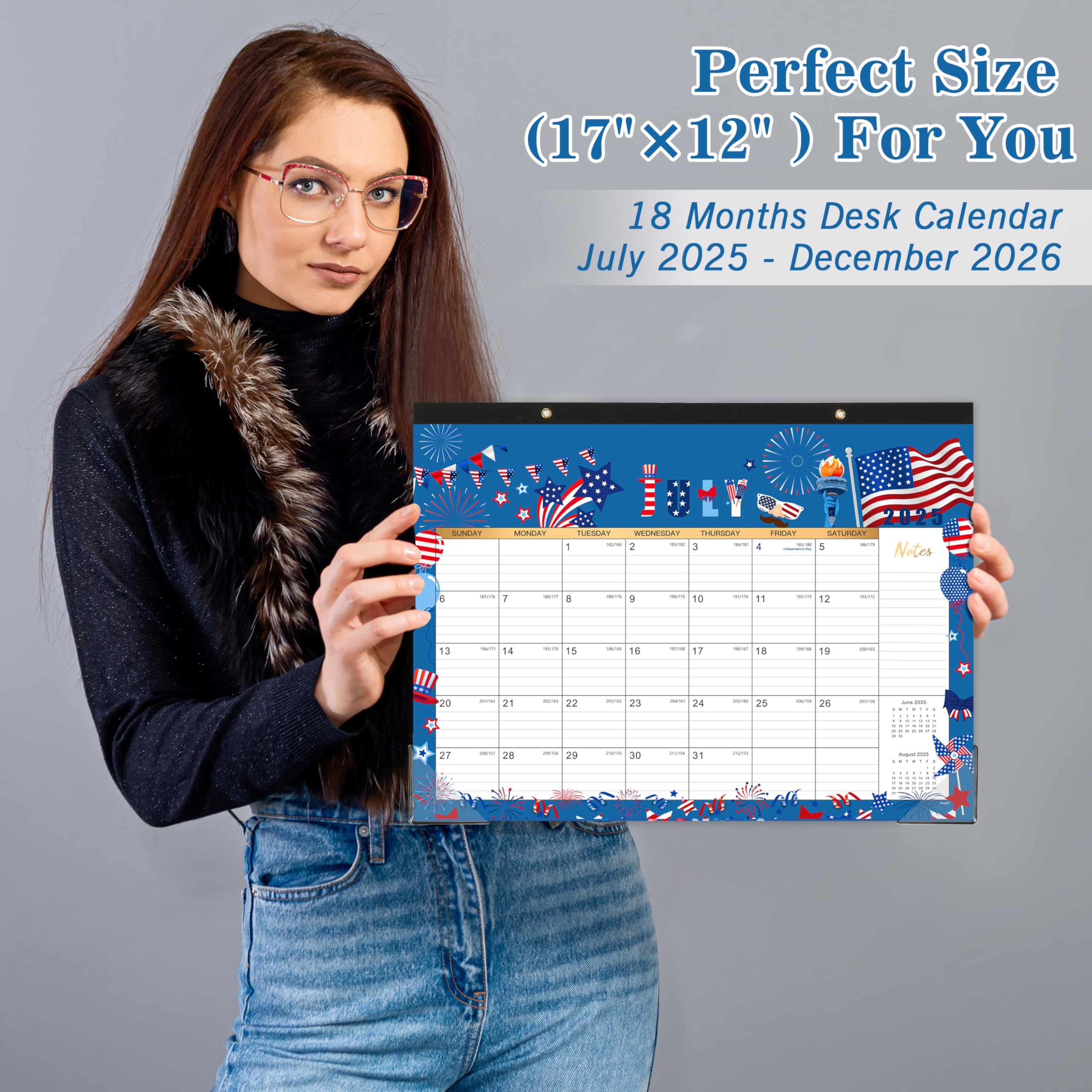 2025-2026 Monthly Desk Calendar (July 2025-December 2026) - 18-Month Large Format 17