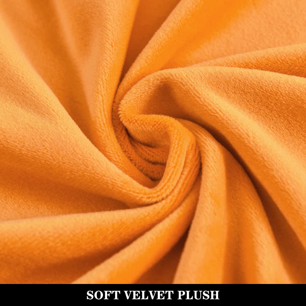 Velvet Ottoman Slipcover - Stretch Rectangle Storage Stool Cover, Footstool Protector for Living Room Furniture (Orange) | Perfect for Sofa Sets, Home Decor & Cozy Living Spaces