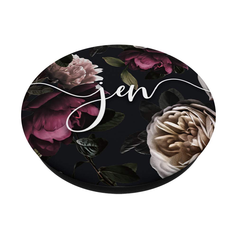 Jen - Elegant Floral Rose & Peony Personalized Name PopSockets PopGrip | Swappable Phone Grip for iPhone, Samsung & Tablets | Perfect Gift for Women, Girls & Phone Accessory Lovers | Great for Daily Use, Travel & Selfies