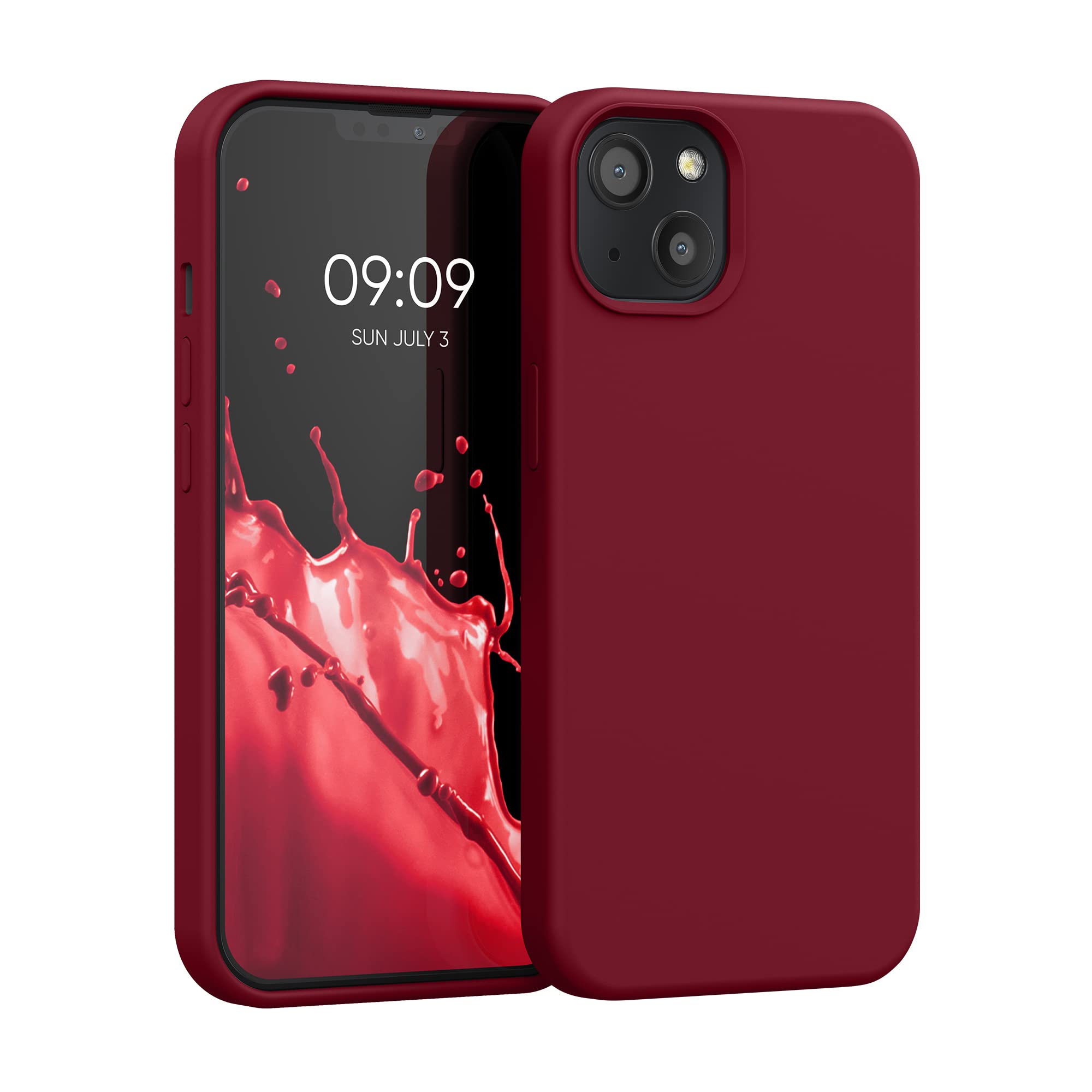 kwmobile Shockproof TPU Silicone Case for Apple iPhone 13 - Soft Matte Finish, Rhubarb Red - Perfect for Everyday Protection & Grip