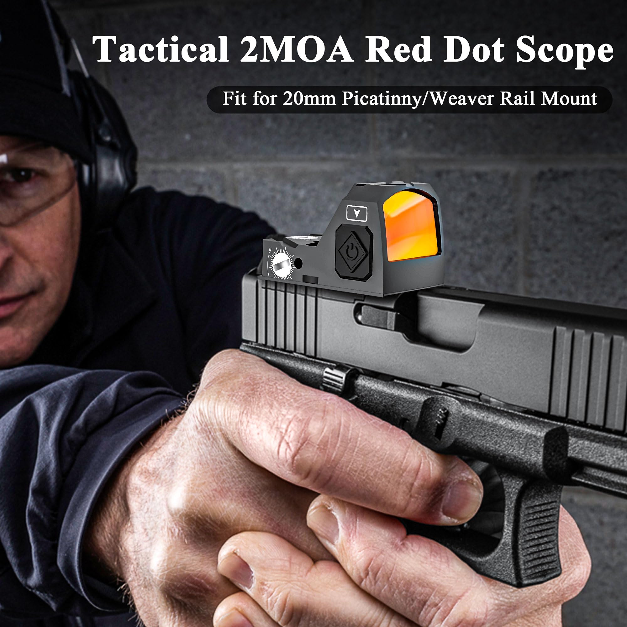 Tactical RMR Red Dot Sight Pistol - 2MOA Red Dot Scope with Shake Awake & 12 Brightness Levels | Mini Reflex Sight for Handguns & Rifles on 20mm Picatinny/Weaver Rails | Ideal for Hunting, Shooting Range & Tactical Training