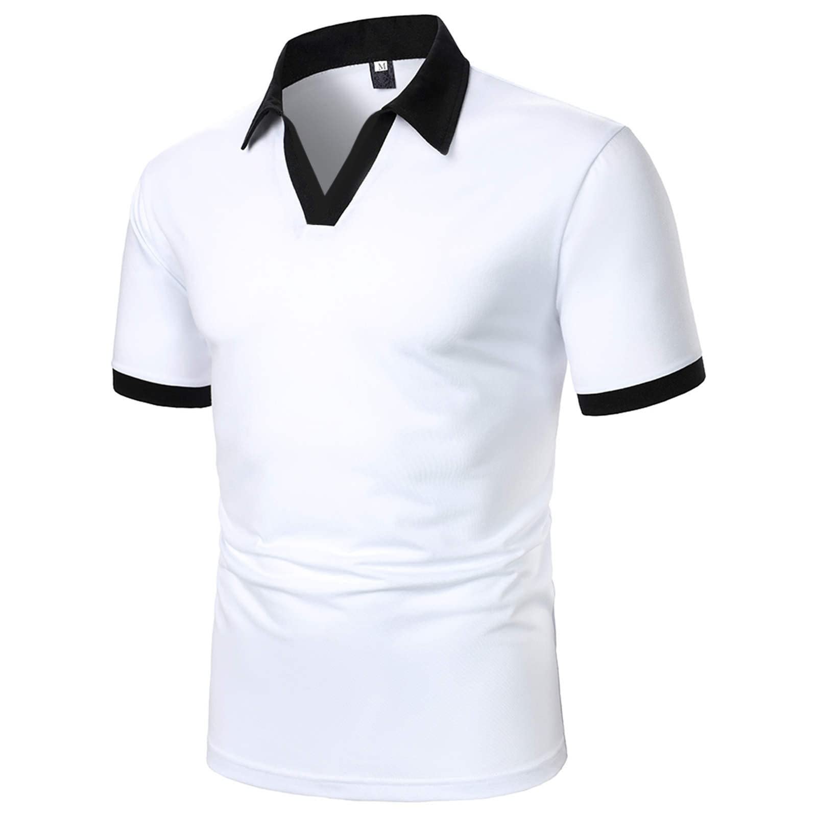 QWENTMTNTY Men's Short Sleeve Graphic Tee - Casual Summer Shirt with Lapel & Patchwork Design - Perfect for Spring Outings, Beach Vacations and Everyday Wear