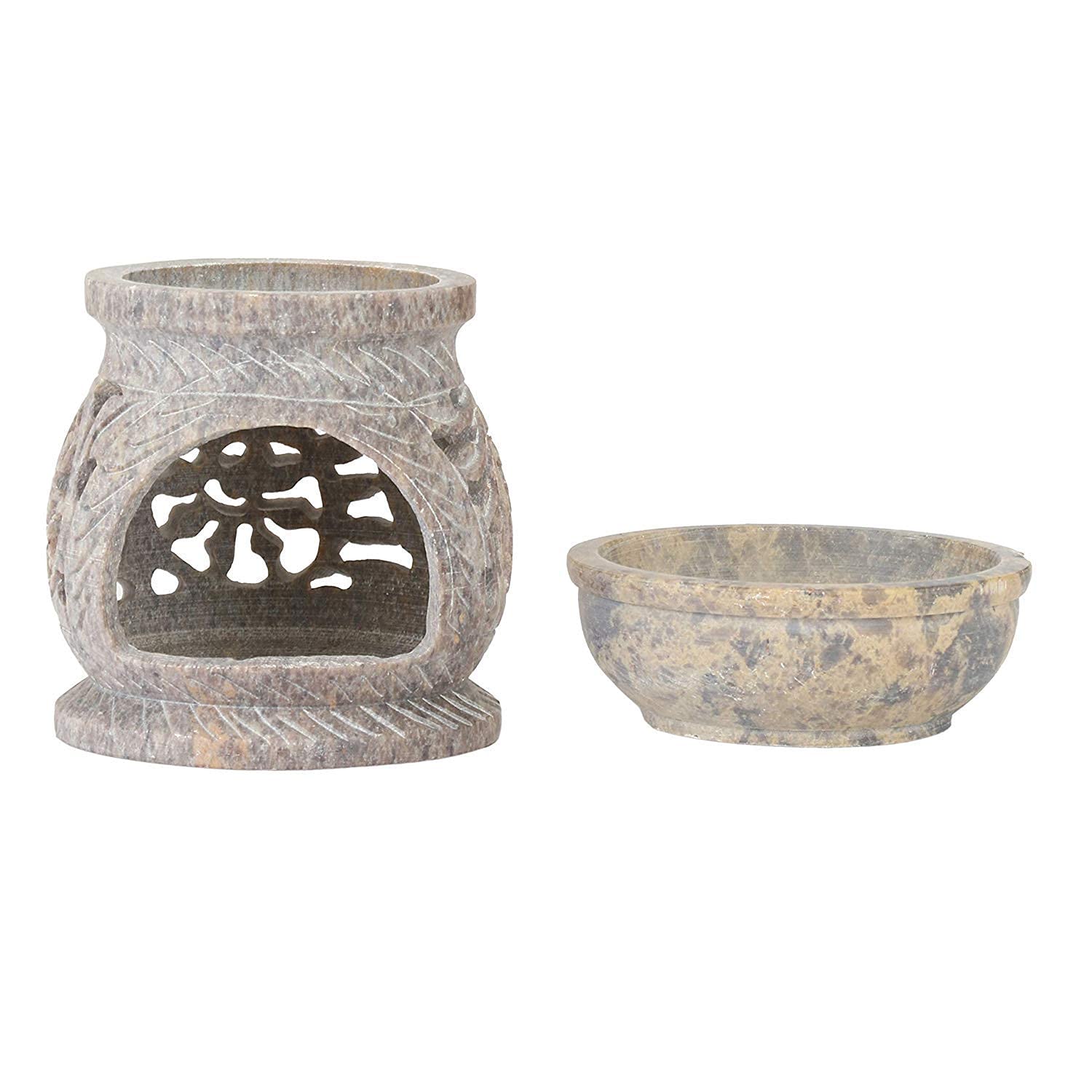 Marble Soapstone Incense Stick Holder & Candle Burner - Aroma Diffuser for Essential Oils & Tea Lights | Home Meditation, Yoga Studio Decor, Spa Relaxation Gift
