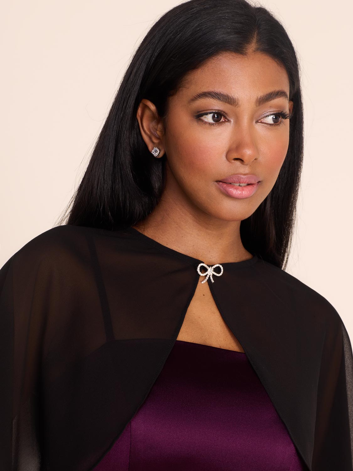 Elegant Chiffon Cape Bolero with Bow - Women's Fashion Shawl for Weddings, Parties & Evening Events