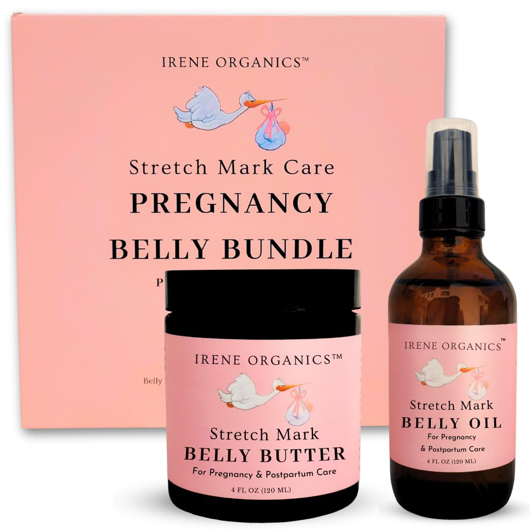 Organic Belly Butter & Oil for Pregnancy Stretch Marks Prevention & Treatment - Award-Winning Skincare Set for Moms During & After Pregnancy - Perfect Mother's Day Gift (Small Size) - Ideal for Daily Moisturizing, Soothing Itchy Skin & Nourishing Baby Bump
