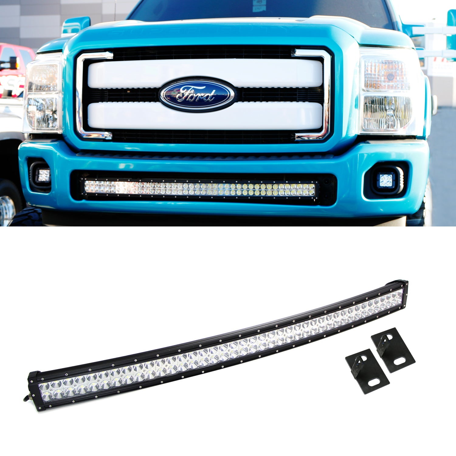 240W 40-42 Inch LED Light Bar with Lower Bumper Bracket for 2011-2016 Ford F250 F350 Super Duty Trucks - Off-Road, Camping & Night Driving Lighting Upgrade