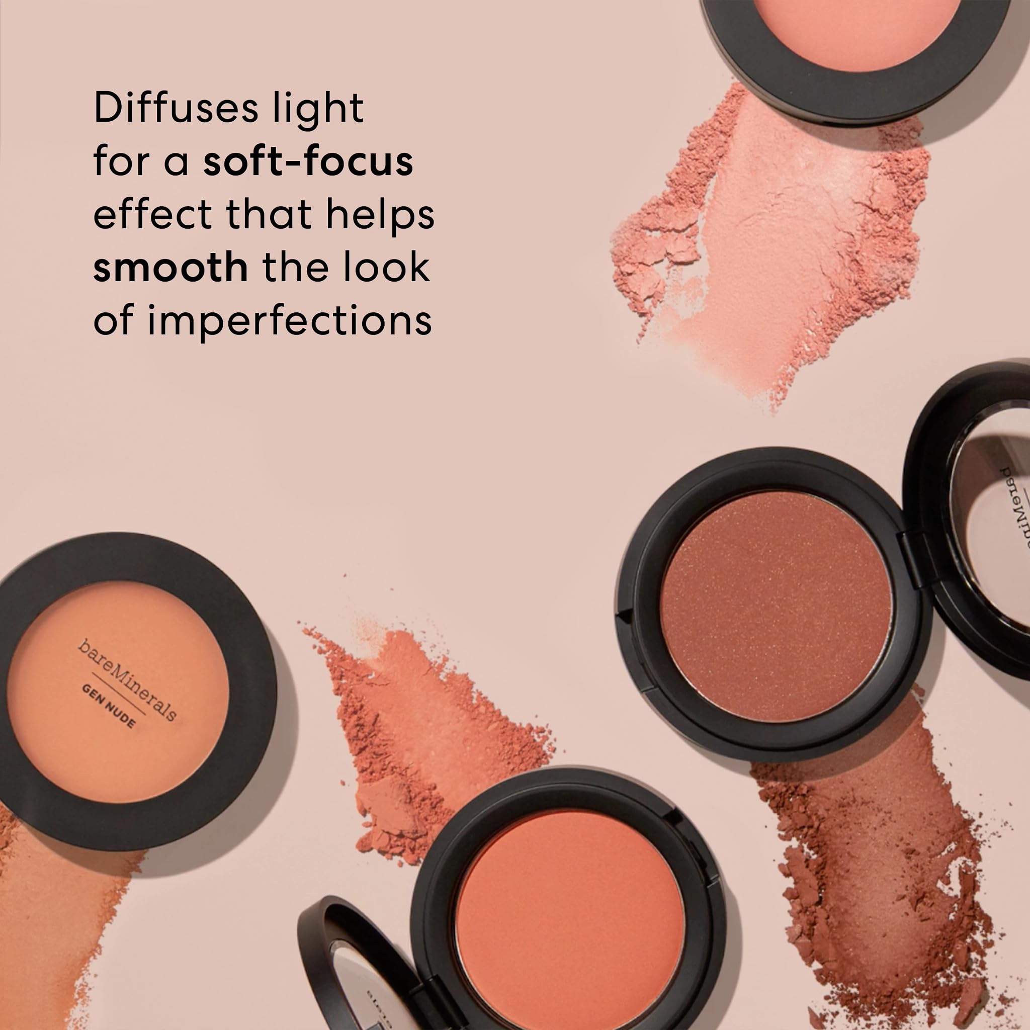 bareMinerals Gen Nude Powder Blush - Mineral-Based Pressed Blush in Peachy Keen | Natural-Looking Cheek Color for Day & Night Makeup | Perfect for Work, Date & Special Occasions