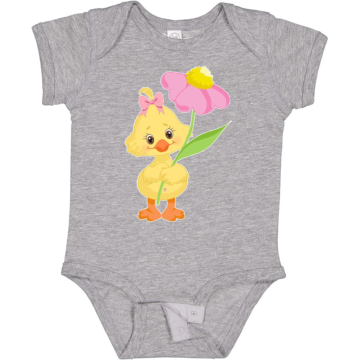 Inktastic Cute Easter Chick with Pink Flower Baby Bodysuit - Adorable Easter Outfit for Infants & Toddlers - Perfect for Easter Photos, Family Gatherings & Spring Celebrations