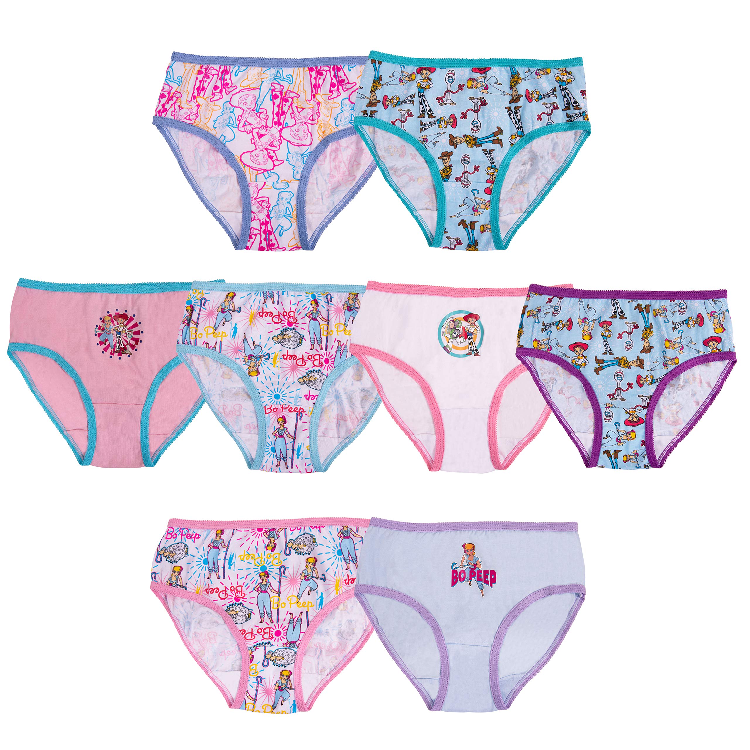 Disney Frozen, Toy Story, Baby Shark & Wonder Woman Girls Underwear 8-Pack - Soft Cotton Briefs for Toddler, Little Kid & Big Kid - Perfect for School, Playtime & Everyday Wear