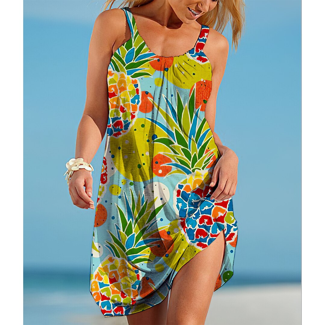 Sexy Floral Print Sundress with Loose Suspender Straps - Sleeveless Camisole Dress for Evening Party, Holiday & Summer Wear