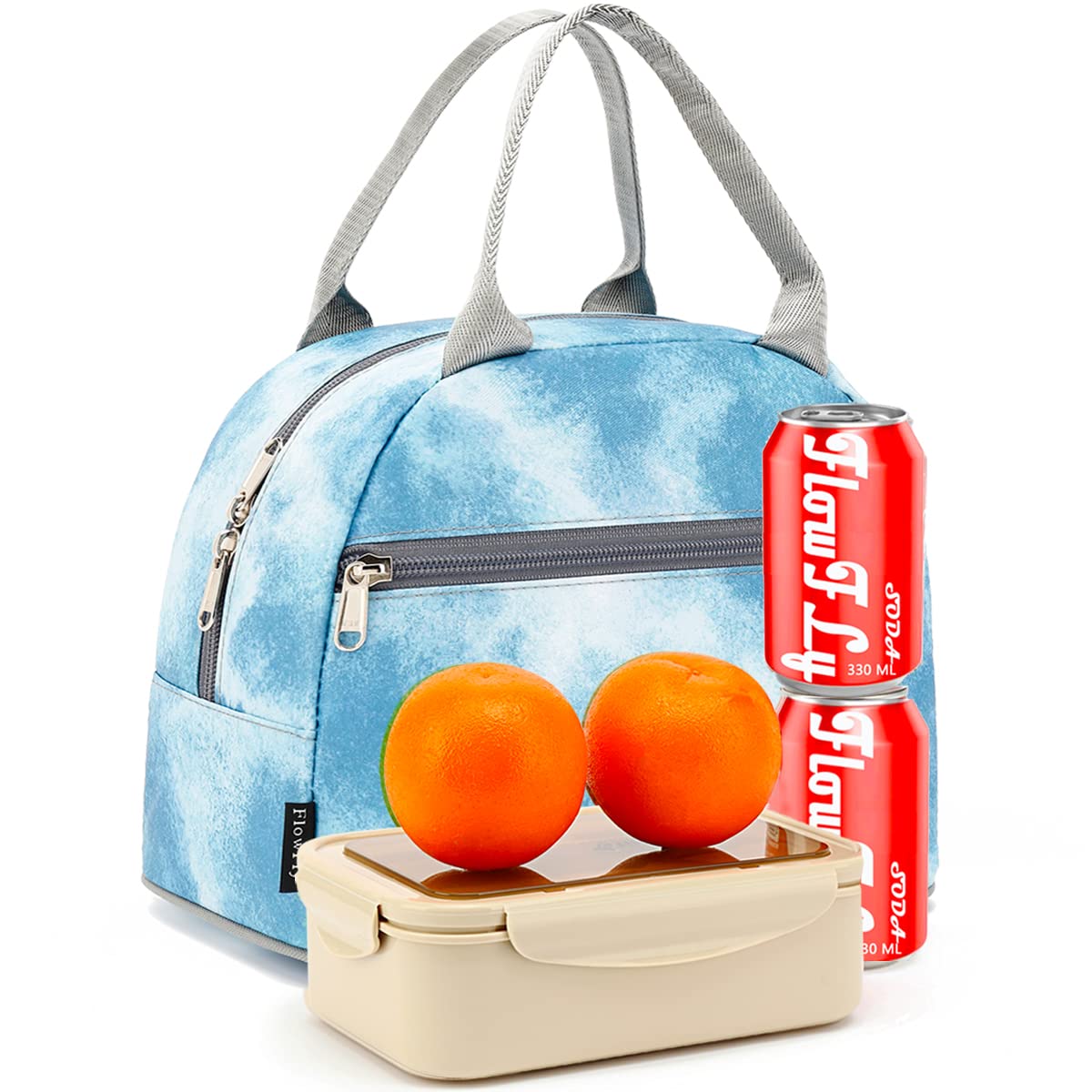 FlowFly Insulated Lunch Bag Cooler Tote for Women & Men - Stylish Tie Dye Lunch Organizer Holder - Perfect for Work, School, Picnics & Outdoor Activities