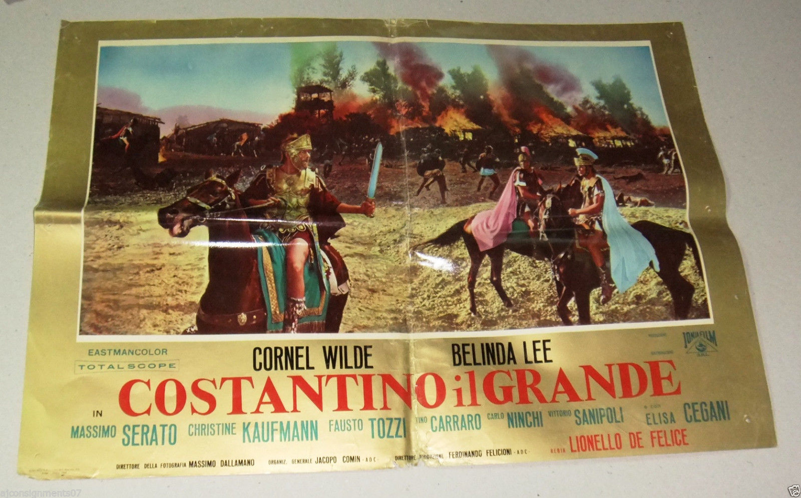 Lot of 6 Vintage Italian Movie Lobby Cards - Constantine the Great (Cornel Wilde) 1960s Film Memorabilia for Collectors & Home Theater Decor