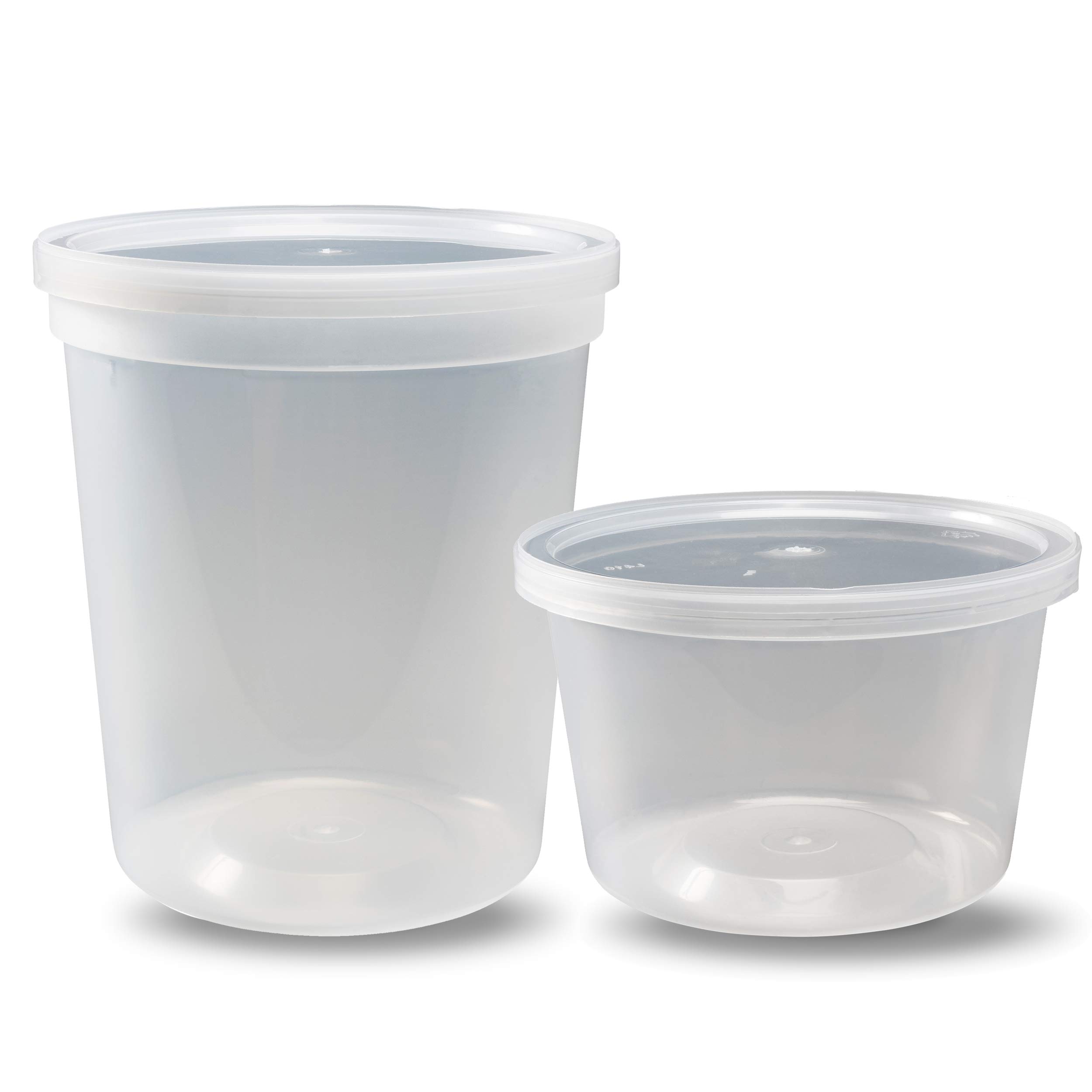 DuraHome 46-Piece BPA-Free Plastic Food Storage Containers with Lids - Leakproof, Microwave & Dishwasher Safe - 16oz & 32oz Clear Deli Containers for Meal Prep, Leftovers & Freezer Storage