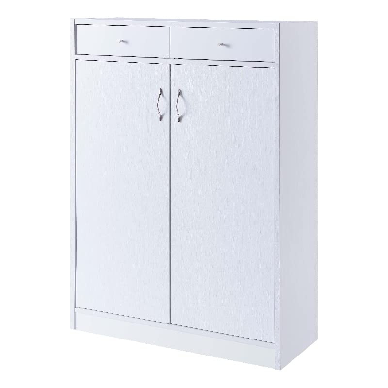 IDUSA Modern 2-Door 5-Shelf Shoe Storage Cabinet, White - Space Saving Shoe Organizer for Entryway, Closet & Bedroom