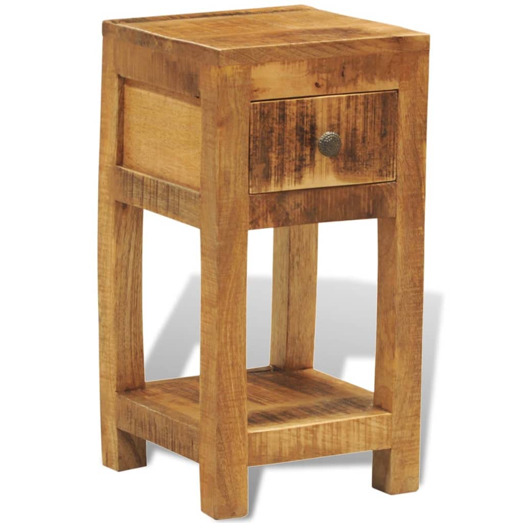SKM Solid Mango Wood Nightstand with 1 Drawer - Bedside Table for Bedroom, Living Room & Office Furniture
